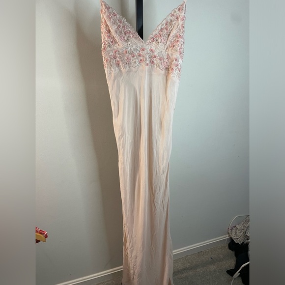 NWOT Free People Midnight Magic Maxi Slip Dress Size XS Pink Beaded - Picture 2 of 14